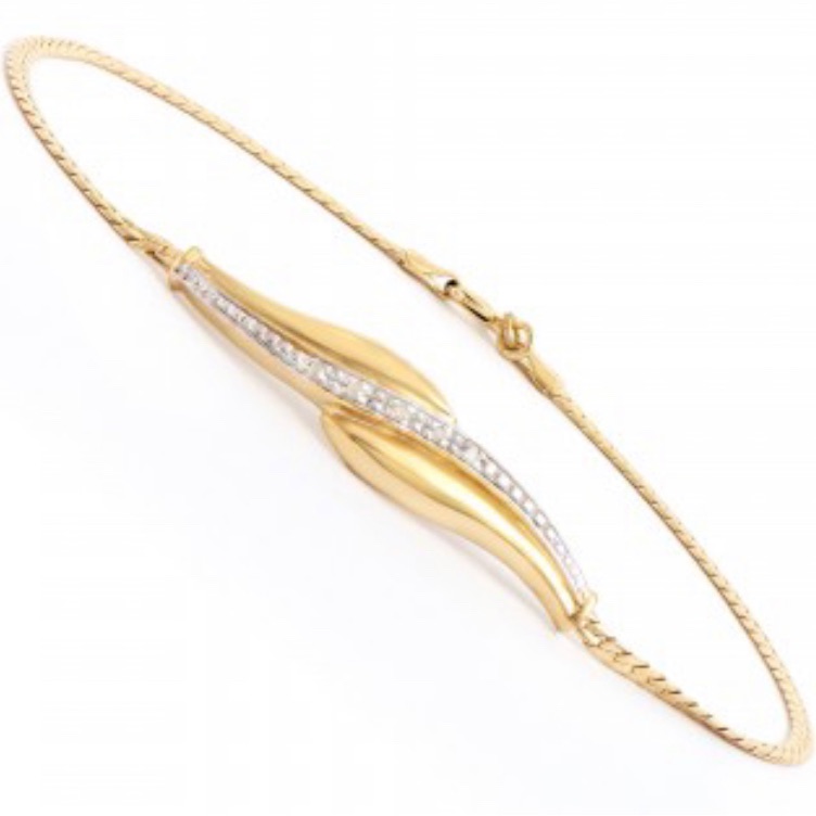 Nwot 0.05 Ctw Diamond 18k Yellow Gold Over 925 Sterling Silver Bracelet (J-1)